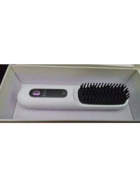 White Hair Straightening Brush for Women-Rechargeable & Cordless, Portable
